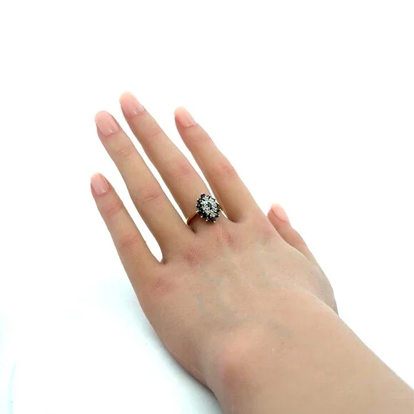 Designer GTR 10KP Yellow Gold Sapphire Diamond Double Halo Oval Cocktail Ring